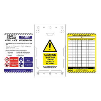 picture of Scafftag Covid-19 Cleaning Compliance Tag - Box of 1 Holder, 5 Inserts - [SC-COV-ETI-1654-1A]