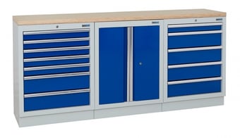 picture of BiGDUG 2041mm Wide Workbench - 7 Drawer Cabinet - 2 Door Cupboard - 5 Drawer Cabinet - Multiplex - [BDU-TGC514GBM] - (LP)