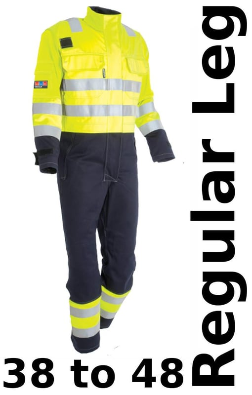 picture of ProGarm 6444 FR AS HV Navy/Yellow Coverall Regular Leg - PG-6444-R1L