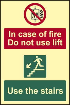 picture of In case of fire Do not use lift Use the stairs – PHS (200 x 300mm) – [SCXO-CI-17143]