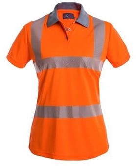 Picture of Aqua Ladies Hi-Vis Short Sleeve Orange Poloshirt - FU-PS087ORA