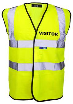 Picture of Visitor Printed Front and Back in Black - Yellow Hi Visibility Vest - ST-35241-VIS