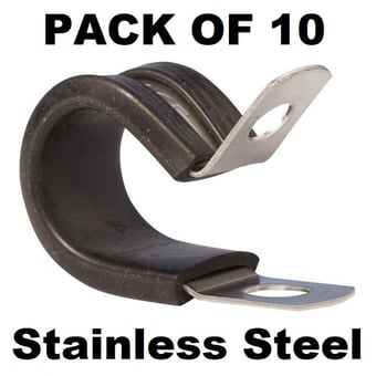 picture of Pack of 10 - Stainless Steel Rubber Lined P Clip - 13mm - [HP-PSS-13]