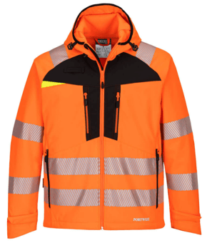 Picture of Portwest - DX4 Hi-Vis Softshell 3L - Orange/Black - Polyester Micro Polar Fleece - PW-DX475OBR