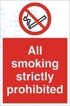 Picture of Smoking Strictly Prohibited Sign LARGE - 400 x 600Hmm - Rigid Plastic - [AS-PR28-RP]