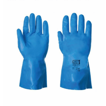 Picture of Supertouch Nitrile N15 Extra Tough Flock Lined Chemical Protection Blue Gloves - Pair - ST-12311