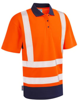 picture of LEO Mortehoe - Orange/Navy Hi-Vis Coolviz Plus Polo Shirt - LE-P11-O/NV