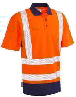 Picture of LEO Mortehoe - Orange/Navy Hi-Vis Coolviz Plus Polo Shirt - LE-P11-O/NV