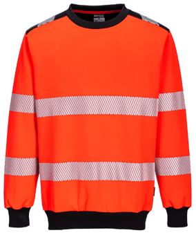 picture of Portwest PW379 - PW3 Hi-Vis Crew Neck Sweatshirt Red/Black - PW-PW379RBK