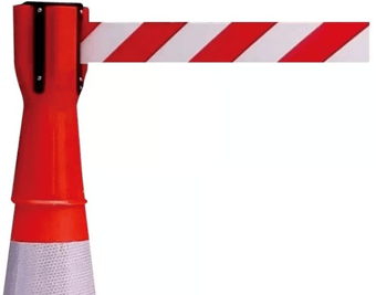 Picture of Way4Now - Traffic Safety Cone Topper Retractable Barrier Warning Red-White Tape - Box Deal of 20 - [IH-SHU-DP-CH-R] - (HP)