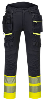 picture of Portwest - DX4 Hi-Vis Class 1 Holster Pocket Trouser - Yellow/Black - PW-DX445YBR