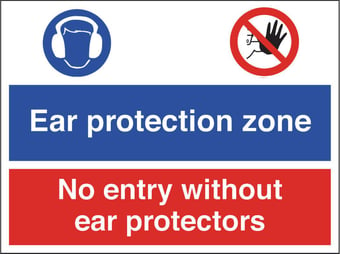 Picture of Ear Protection No Entry Sign LARGE - 600 X 450Hmm - Rigid Plastic - [AS-MU19-RP]