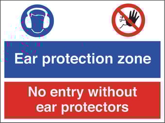 picture of Ear Protection No Entry Sign LARGE - 600 X 450Hmm - Rigid Plastic - [AS-MU19-RP]