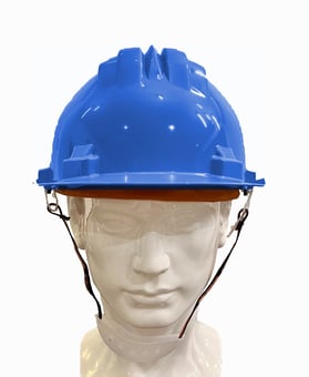 picture of Climax 5-RS Unvented Blue Safety Helmet - Chinstrap with Chin Rest - [IH-MOD5-RS-BLUE-BC]