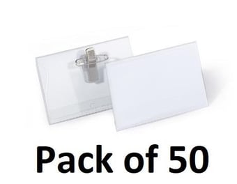 picture of Durable PVC Combi Clip Name Badge - 54x90mm - Transparent - Pack of 50 - [DL-810119]