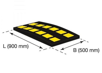 picture of SafeRide Speed Reduction Humps - Centre Section with Reflectors - 500mmW x 75mmH - Fixings Included - Yellow/Black - [MV-284.26.552]