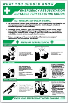 picture of Emergency Resuscitation Poster - 400 x 600Hmm - 1mm Rigid Plastic - [AS-WSK10-RP]