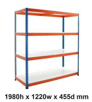 picture of BiGDUG BiG400 Racking 4 Levels - Melamine Shelves - 1980h x 1220w x 455d mm - [BDU-B41912044BOM]