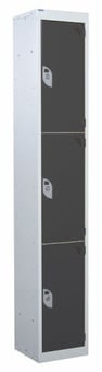 picture of QMP Standard Locker - 3 Compartment - Dark Grey Doors - 1800H x 300W x 450D mm - [QM-LS1830453KXX]