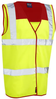 picture of Leo Bradworthy Hi Vis Yellow Vest With Red Yoke - LE-W09-RD/Y
