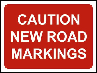 picture of Spectrum 600 x 450mm Temporary Sign – Caution New Road Markings – [SCXO-CI-13183-1]