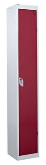 picture of QMP Standard Locker - 1 Compartment - Red Doors - 1800H x 300W x 450D mm - [QM-LS1830451RXX]