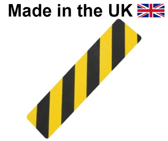 picture of Coarse Black & Yellow Anti-Slip 610mm x 150mm Self Adhesive Hazard Pads - Sold Individually - [HE-H3402D]
