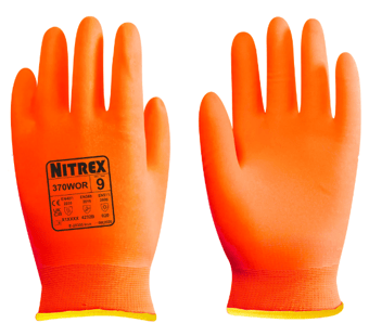 picture of Unigloves Nitrex Acrylic Thermal Nitrile Gloves - Hi-Vis Orange - Pair - UGL-P-370WOR