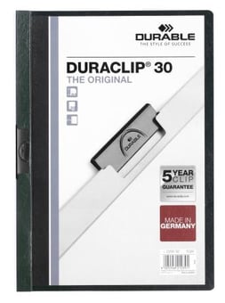 Picture of Durable Duraclip 30 Clip Folder - A4 - Dark Green - Pack of 25 - [DL-220032]