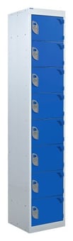 picture of QMP Tool Charging Locker - Solid Door - Standard Plug - 8 Compartment - Dark Blue - 1800H x 300W x 450D mm - [QM-BL1830458BSX]