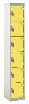 picture of QMP Tool Charging Locker - Solid Door - Standard Plug - 6 Compartment - Yellow - 1800H x 450W x 450D mm - [QM-BL1845456YSX]