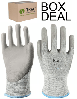 picture of Cutzy Basic - Cut Resistant Level D - Safety Grey Gloves - Box Deal 120 Pairs - IH-CAS-CPE13003-WH2