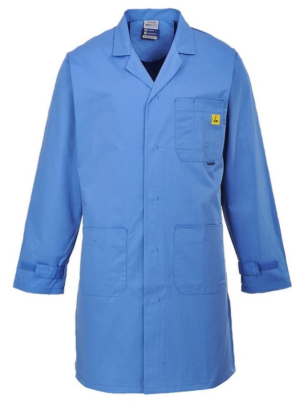 picture of Portwest - AS10 - Anti-Static ESD Coat - Blue - Size Large - PW-AS10-HBR-L