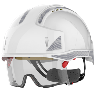 picture of JSP EVO VISTAlens Safety Helmet with Integrated Eyewear & CR2 - White/White - [JS-AMB170-404-F00] - (LP)