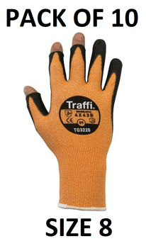 picture of TraffiGlove Metric 3 Exposed Tips Handling Gloves - Size 8 - Pack of 10 - TS-TG3220-8X10 - (AMZPK2)