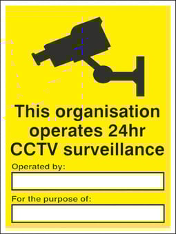 picture of Organisation Operates 24hr CCTV Sign / Form - 300 x 400Hmm - Rigid Plastic - [AS-WA100D-RP]