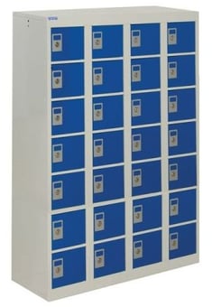 picture of QMP Personal Effects Locker - 28 Compartment - Dark Blue Doors - 1285H x 900W x 380D mm - [QM-LR129038HBXX]