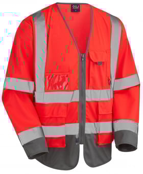 Picture of Wrafton - Hi Vis Sleeved Superior Red/Grey Waistcoat - LE-S12-R/GY