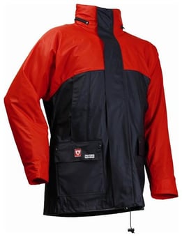 picture of Lyngsoe - Microflex Flame Retardant Winter Rain Jacket - Red/Navy - LS-FR-LR676-RED - (DISC-R)