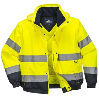 picture of Portwest - Yellow Hi-Vis 2-in-1 Jacket - PW-C468YBR