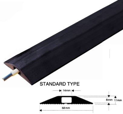 Vulcascot Superior Office Floor Cable Protector - 14 x 8 mm Channel - Black - Price per meter - [VS-StandardType]