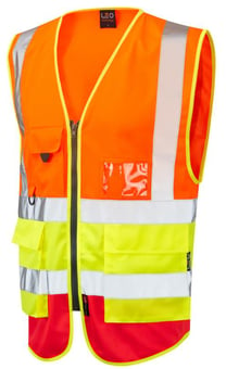 picture of Lynton - Hi-Vis Orange/Yellow/Red Superior Waistcoat - LE-W11-O/Y/R - (DISC-R)