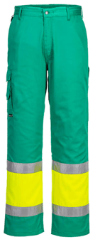 picture of Portwest L049 Hi-Vis Lightweight Contrast Service Trousers Yellow/Teal - PW-L049YTR