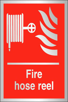 picture of Prestige Fire Hose Reel Sign - Silver Effect - 100 x 150Hmm - 1.5mm Aluminium - [AS-SAT3-ALU]