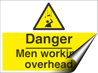 Picture of Danger Men Working Overhead Sign - 600 x 450Hmm - Self Adhesive Vinyl [AS-WA127-SAV]