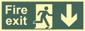 Picture of Spectrum Fire Exit - Man Arrow Down - Photolum. 400 x 150mm - [SCXO-CI-12413]