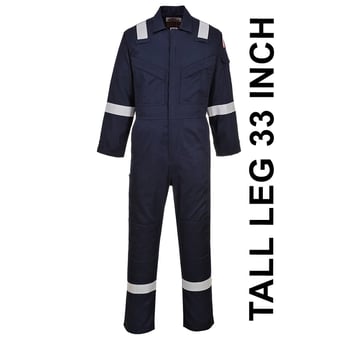 picture of Portwest - Navy Blue Anti-static Flame Resistant Super Lightweight Coverall - Tall Leg - PW-FR21NAT
