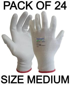picture of Supreme TTF 100WW White PU Coated Gloves - Pack of 24 - Size M - HT-100WW-MX24 - (AMZPK)