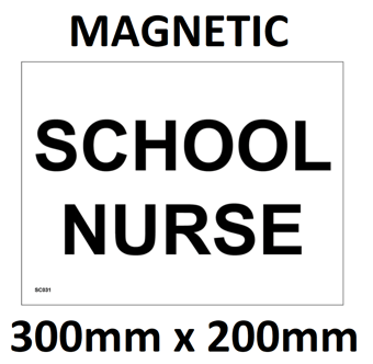 picture of SC031 School Nurse Sign Magnetic - Vehicle Grade 300mm x 200mm - [PWD-SC031-B300] - (LP)