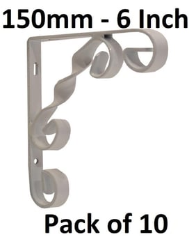 picture of White Wrought Iron Scroll Bracket - 150mm (6") - Pack of 10 - [CI-AB38L]